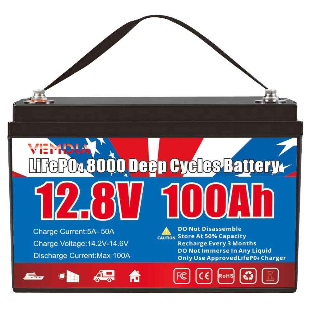 Outdoor Camping Essential Gear - 12.8V 100Ah LiFePO4 Battery Built-in BMS