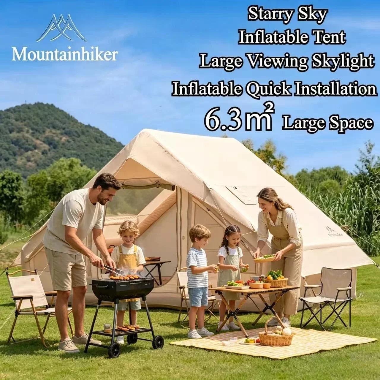 Outdoor Camping Inflatable Tent - MOUNTAINHIKER Extra Large Inflatable Tent 3-6