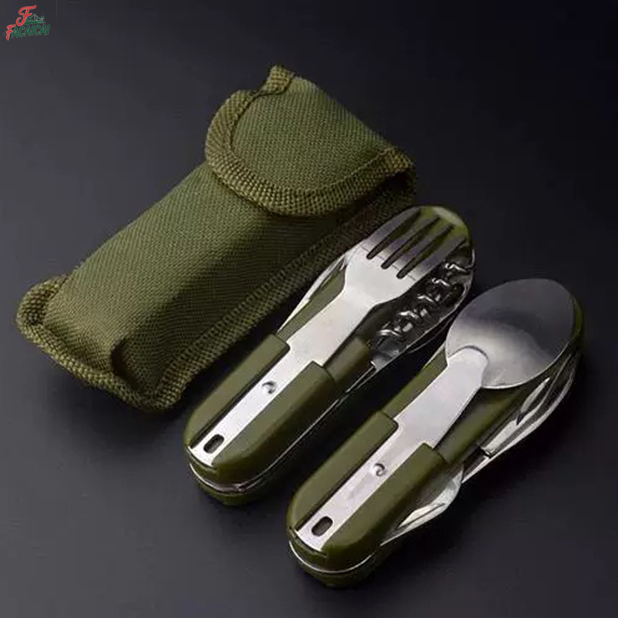 Outdoor Camping Essential Gear - Camping Gear 5-in-1 Stainless Steel Travel