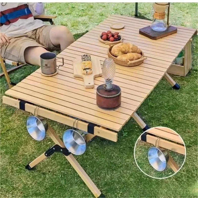 Outdoor Camping Table With Storage - Barbecue Camping Egg Roll Storage Table