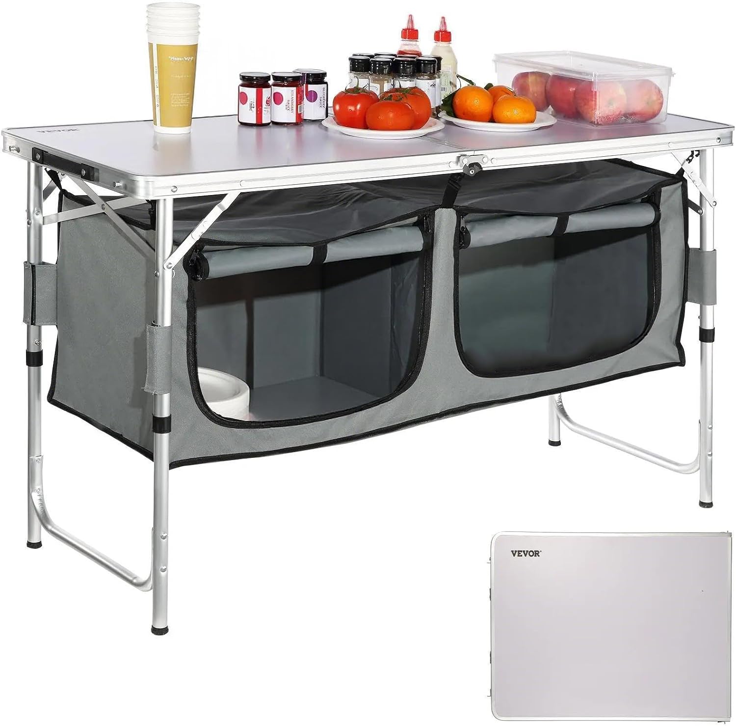 Outdoor Camping Kitchen Setup - Camping Kitchen Station, 3 Adjustable Height