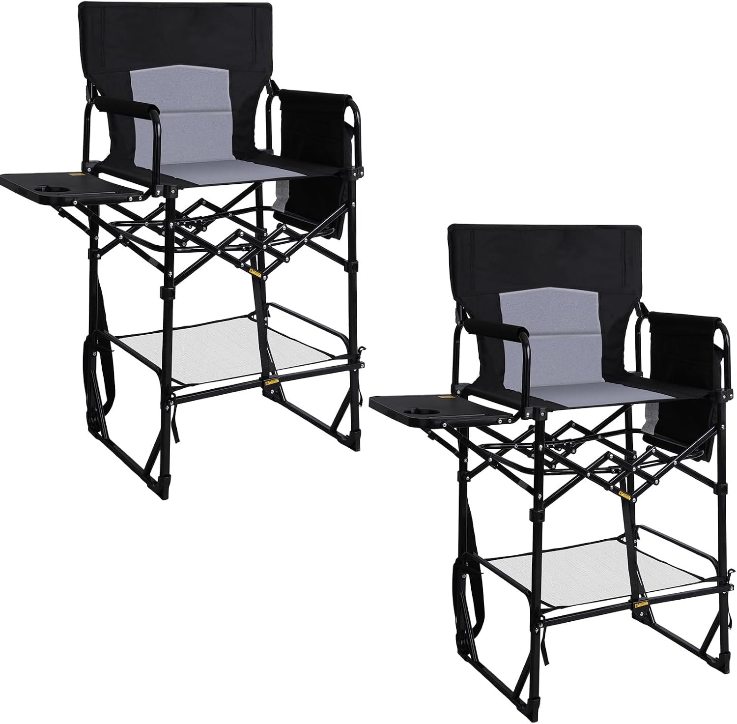 Outdoor Camping Table With Storage - 2 Pack Extra Tall Folding Camping