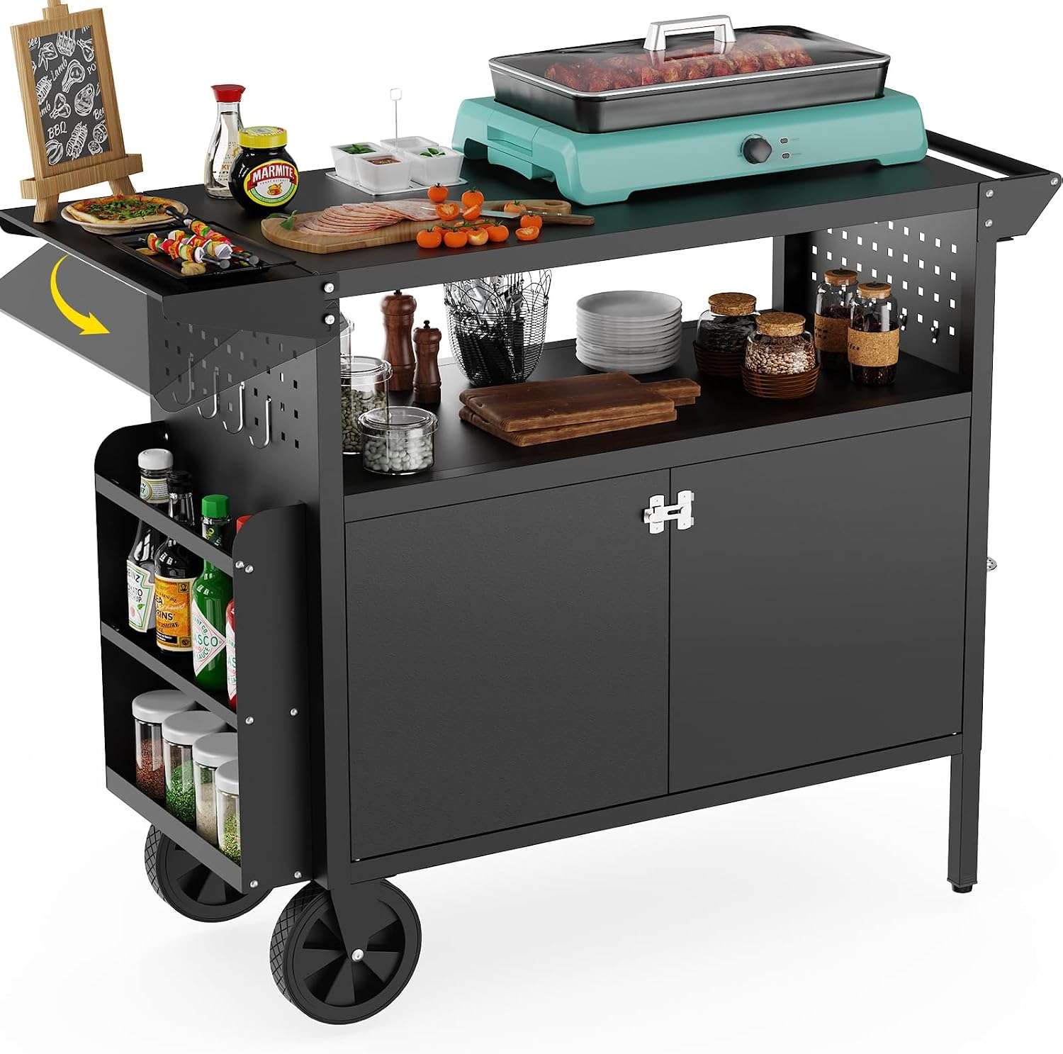 Outdoor Grill Cart Table With  - Outdoor Camping Table With Storage ulasan dan harga