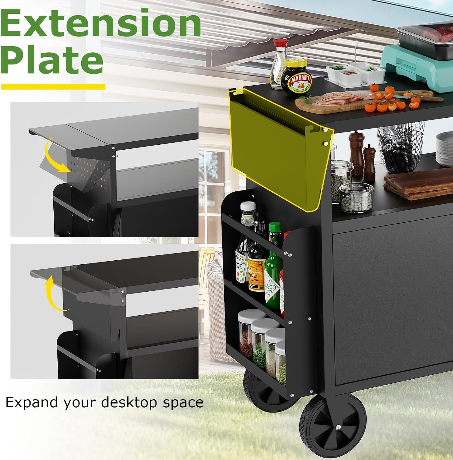 Outdoor Grill Cart Table With  - Outdoor Camping Table With Storage ulasan dan harga