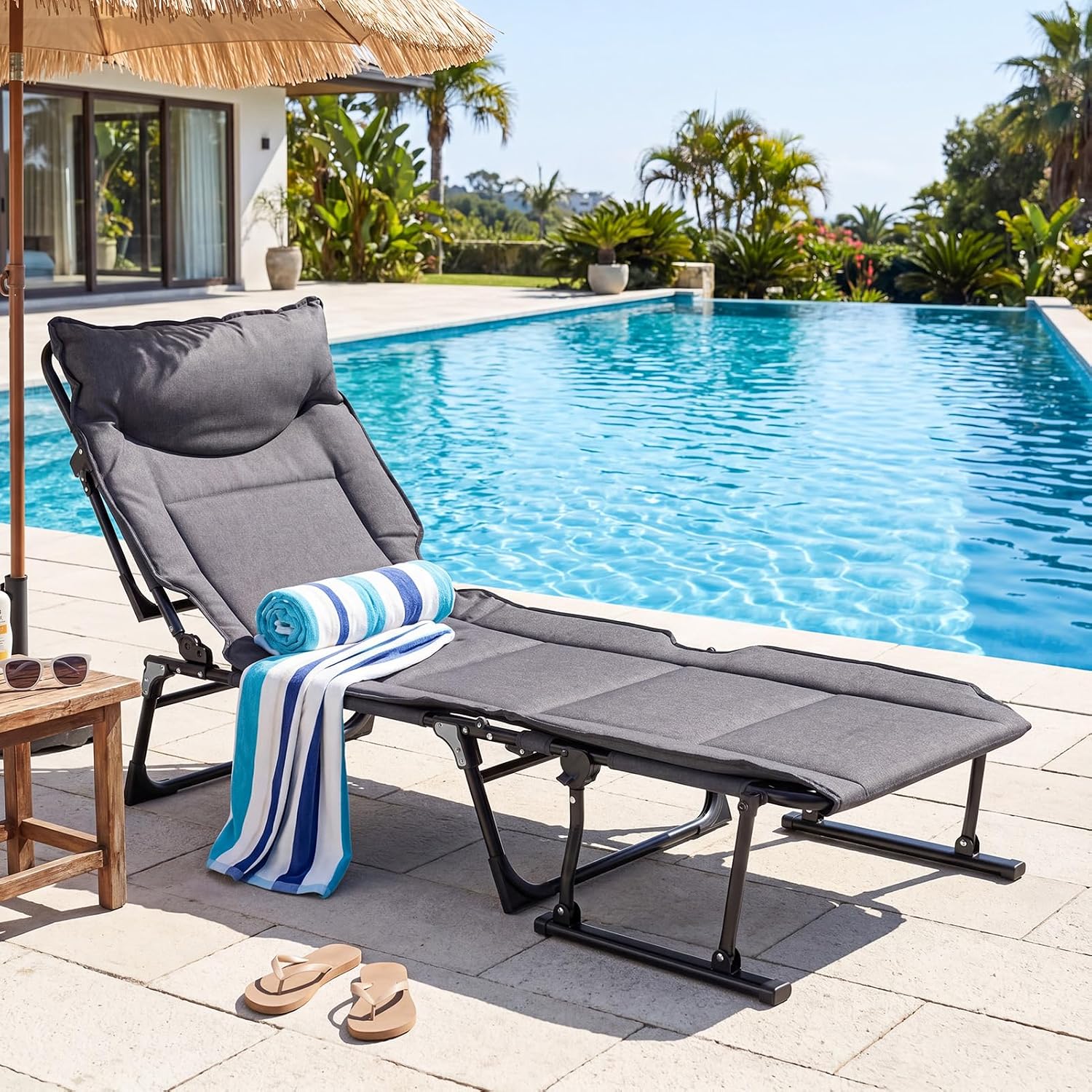 Folding Patio Lounge Chair Set - Outdoor Camping Cot ulasan dan harga