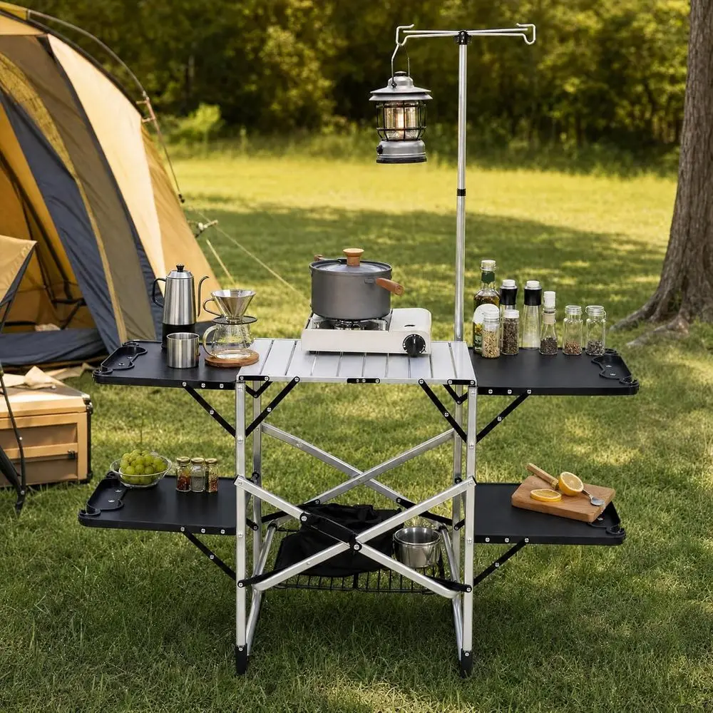 Portable Outdoor Kitchen Table - Outdoor Camping Table With Storage ulasan dan harga