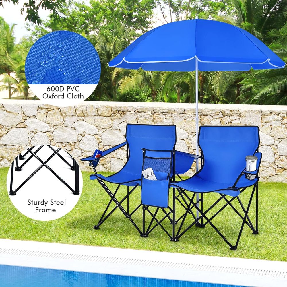 Portable Folding Picnic Chairs - Outdoor Camping Loveseat ulasan dan harga