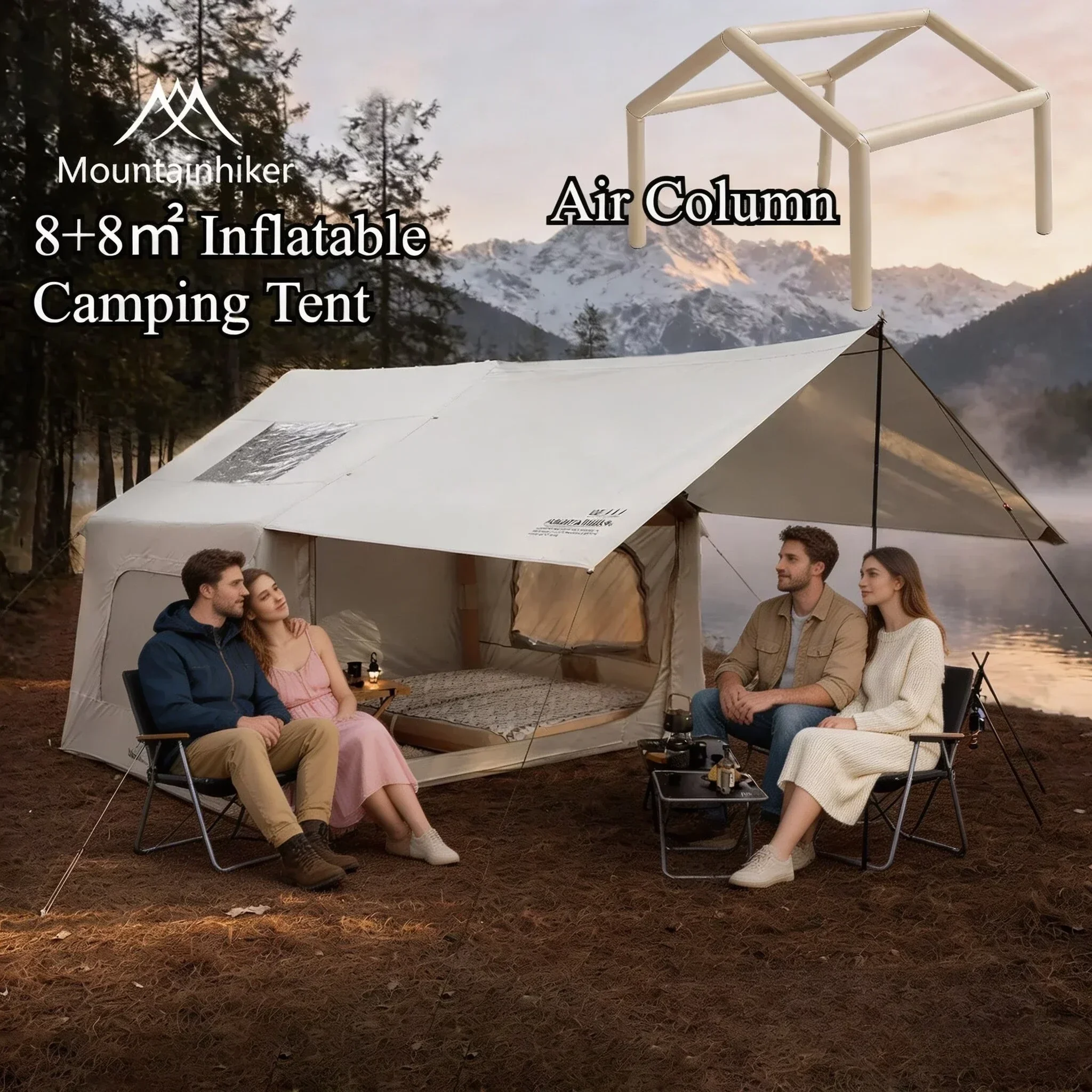 8+8㎡ MOUNTAINHIKER Inflatable  - Outdoor Camping Inflatable Tent ulasan dan harga