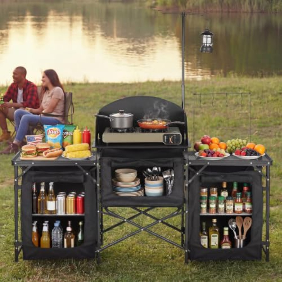 Folding Camping Table, Outdoor - Outdoor Camping Kitchen Setup ulasan dan harga