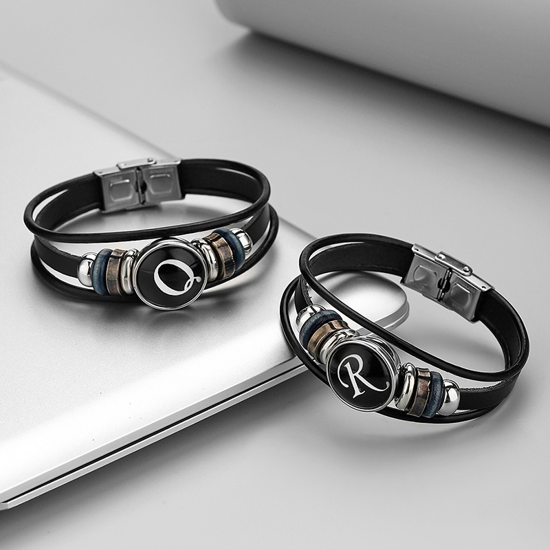 26 Letter Black Layered Leathe - Paracord Bracelet ulasan dan harga