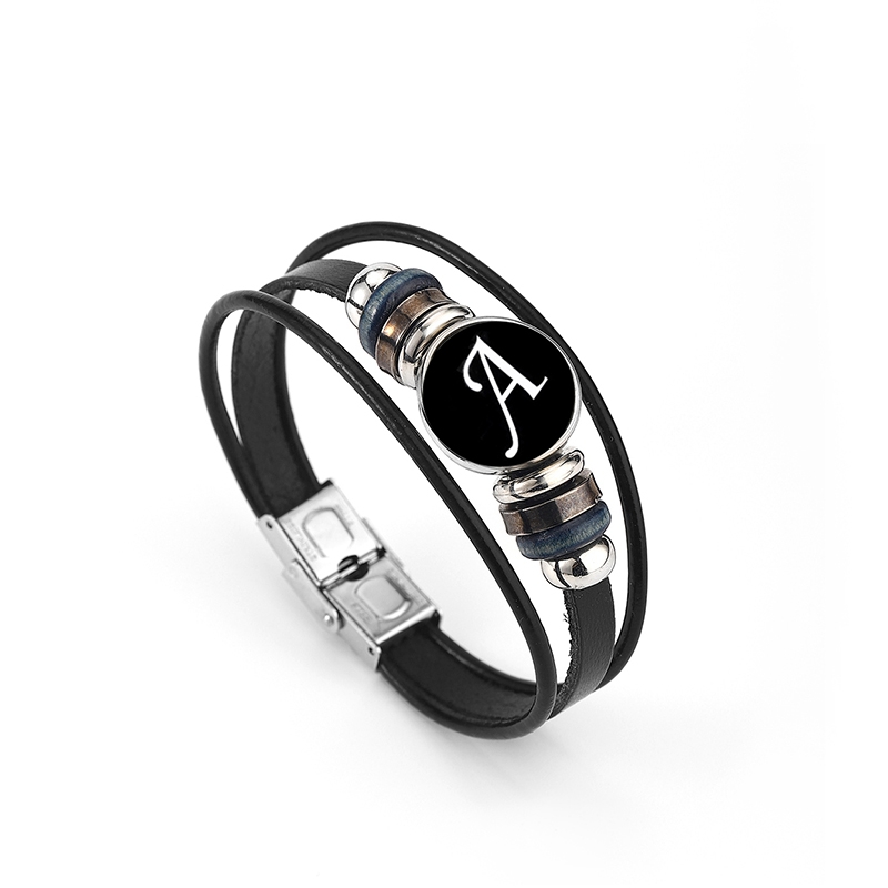 26 Letter Black Layered Leathe - Paracord Bracelet ulasan dan harga