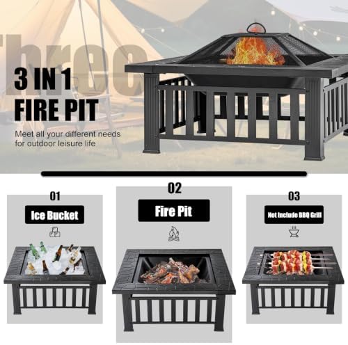 Fire Pit Table 32 Inch Square  - Outdoor Camping Fireplace ulasan dan harga