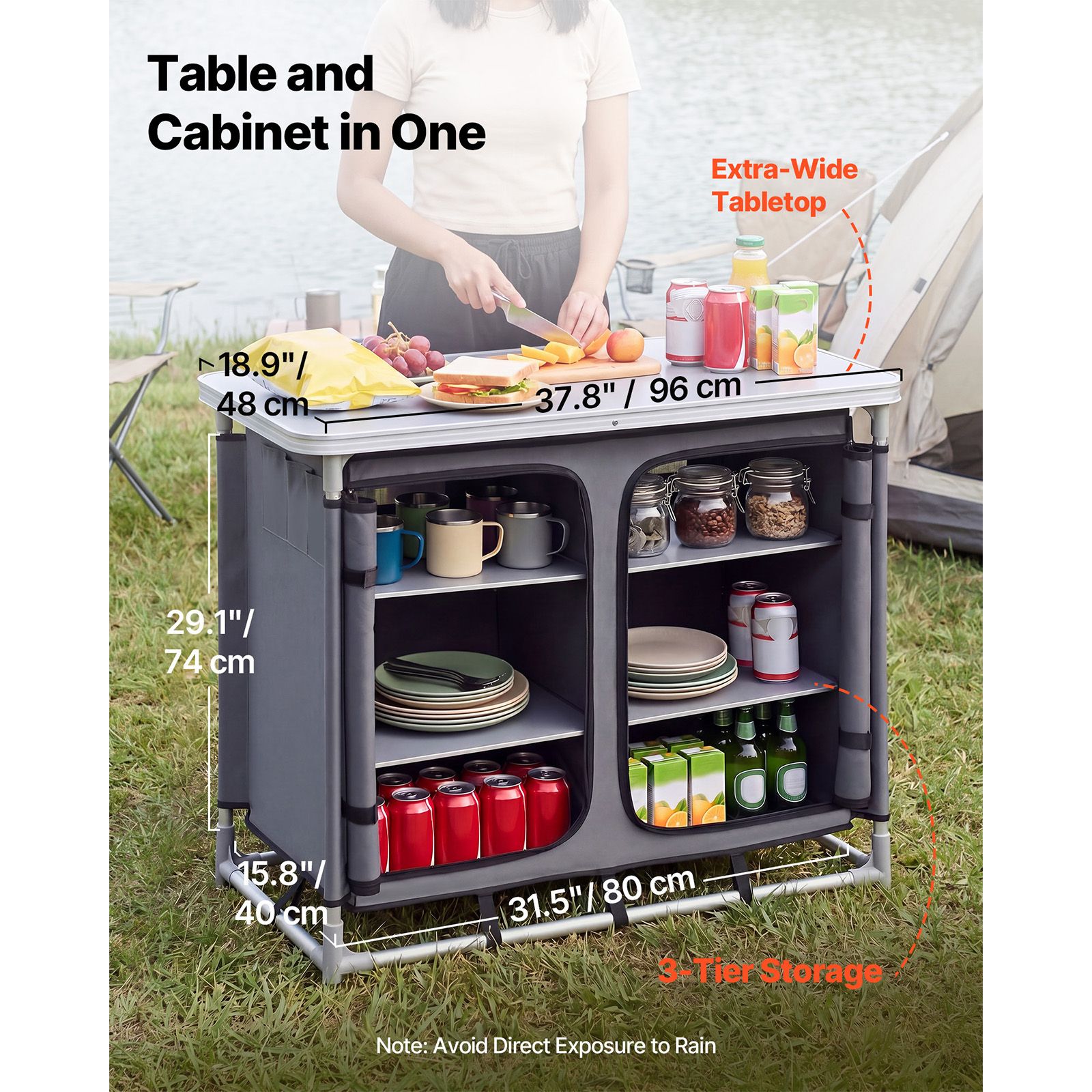 Camping Storage Cabinet, Outdo - Outdoor Camping Kitchen Setup ulasan dan harga