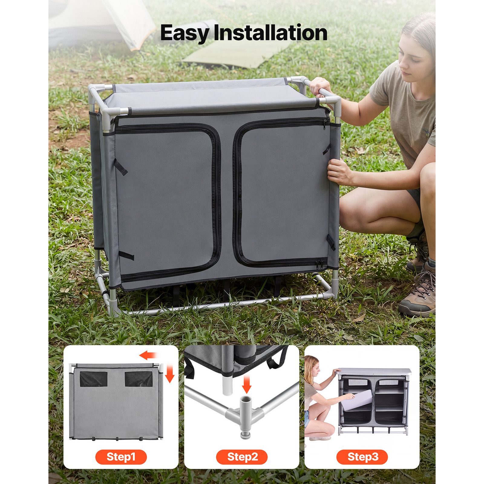 Camping Storage Cabinet, Outdo - Outdoor Camping Kitchen Setup ulasan dan harga
