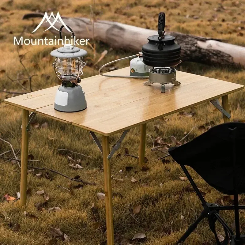 MOUNTAINHIKER 2/3 Bamboo Foldi - Outdoor Camping Table With Storage ulasan dan harga