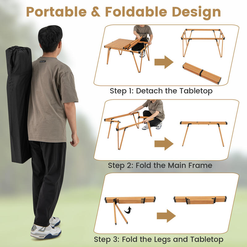 Single Folding Picnic Table 93 - Outdoor Camping Table With Storage ulasan dan harga